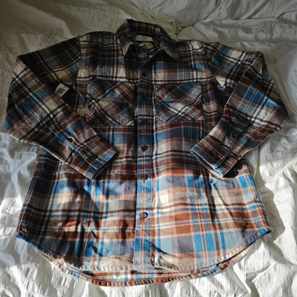 Aritzia TNA Oversized Cotton Plaid Shirt - 2021 - Jorie WHS (Brown/Blue/White) - Picture 7 of 15